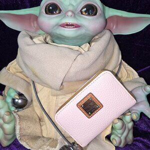 Dooney Pebble Grain Large Zip Around Credit Card Case in Blush